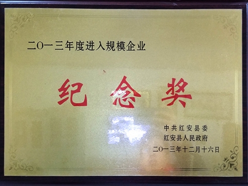 規(guī)模企業(yè)紀(jì)念獎